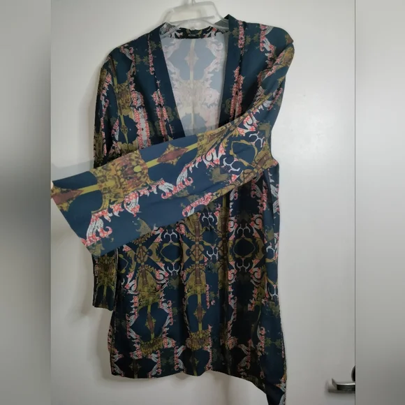 Etro (Size 48) Multicolor Jacquard Patterned LS Button Down Front Pocket Jacket